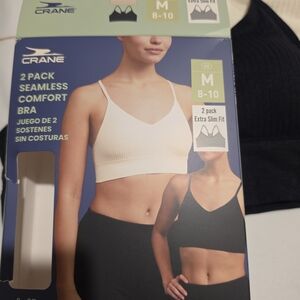 CRANE 2-Pack Seamless Comfort Bralette - White & Black, M